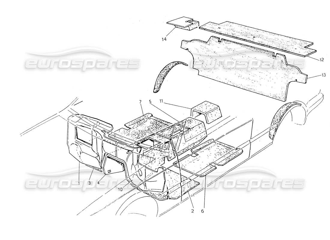 maserati 418 / 4.24v / 430 aislamiento del habitáculo diagrama de piezas