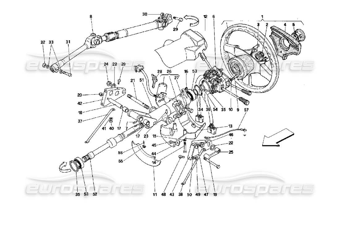 ferrari 512 tr diagrama de piezas de la columna de dirección