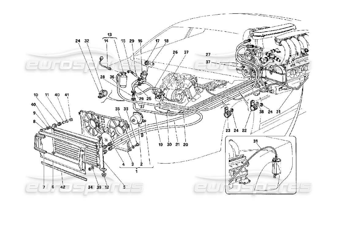 ferrari 512 tr sistema de aire acondicionado diagrama de piezas