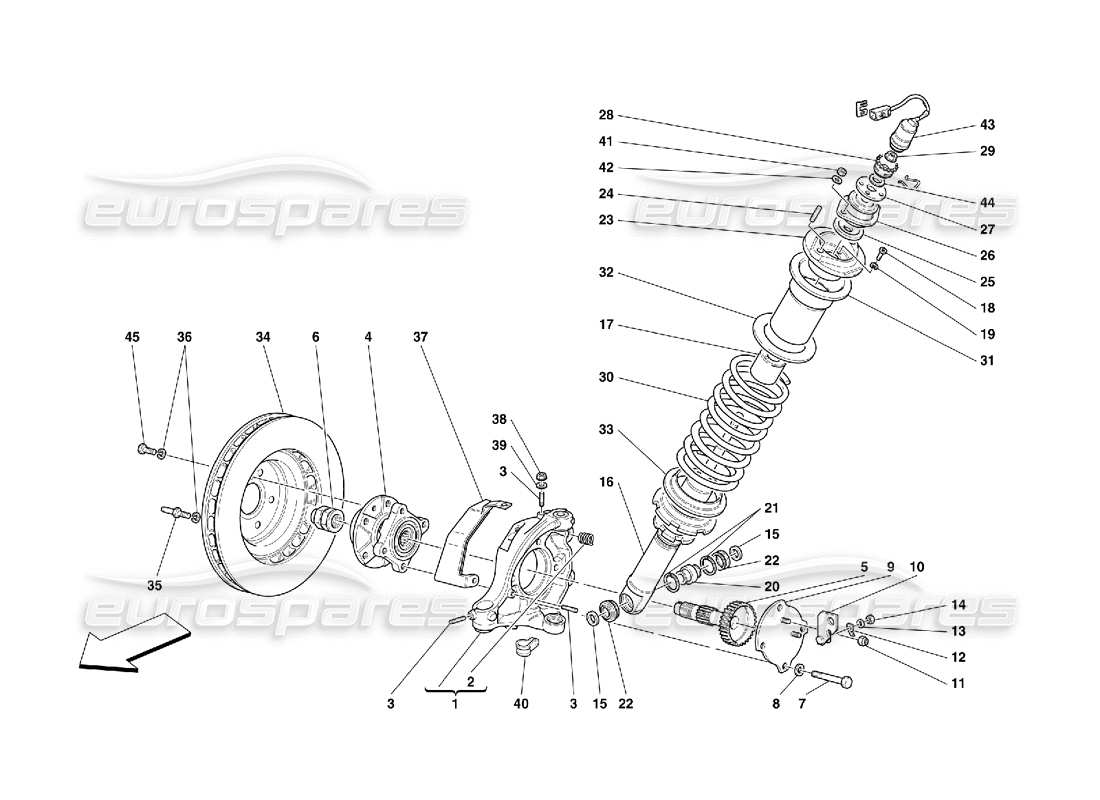 ferrari 456 gt/gta suspensión delantera - amortiguador y disco de freno diagrama de piezas