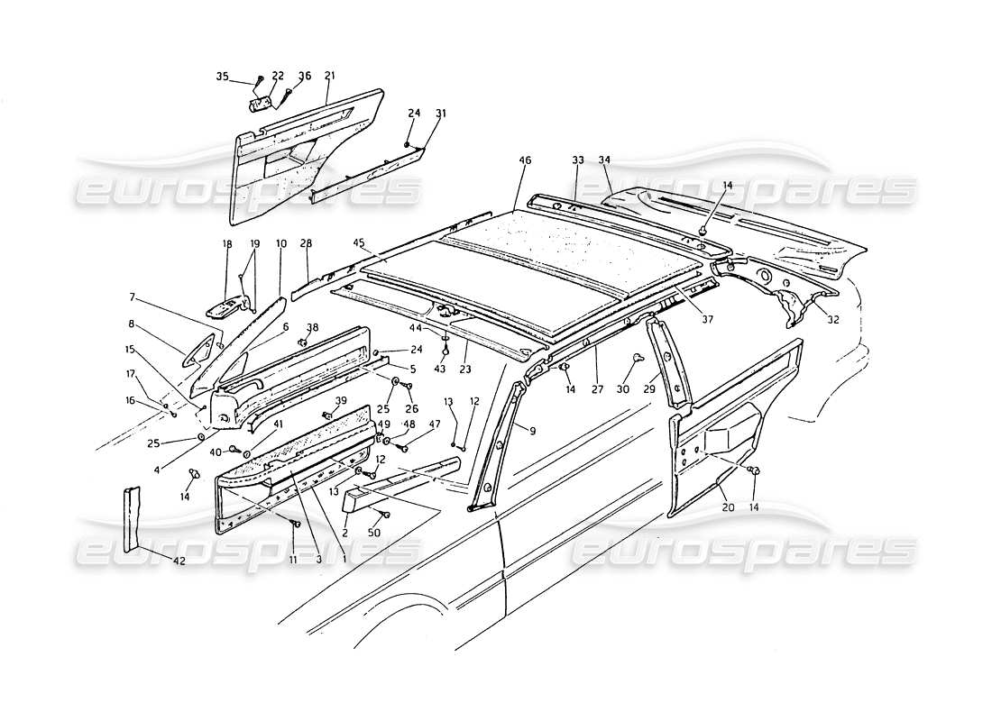 maserati biturbo 2.5 (1984) recortar diagrama de piezas