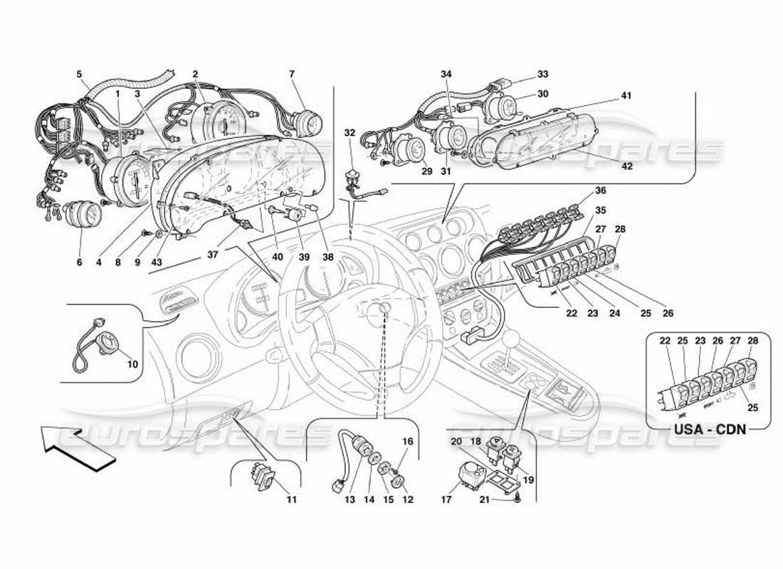 ferrari 550 barchetta instrumentos diagrama de piezas