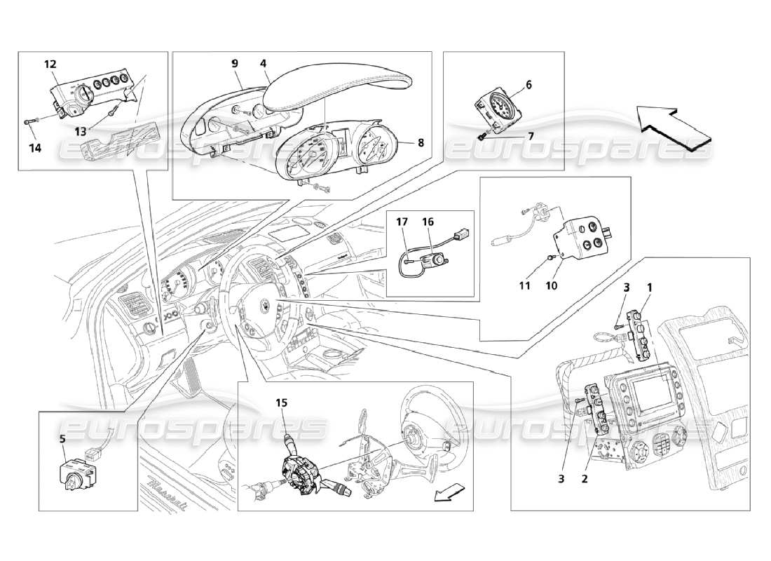 maserati qtp. (2006) 4.2 diagrama de piezas de servicios del panel