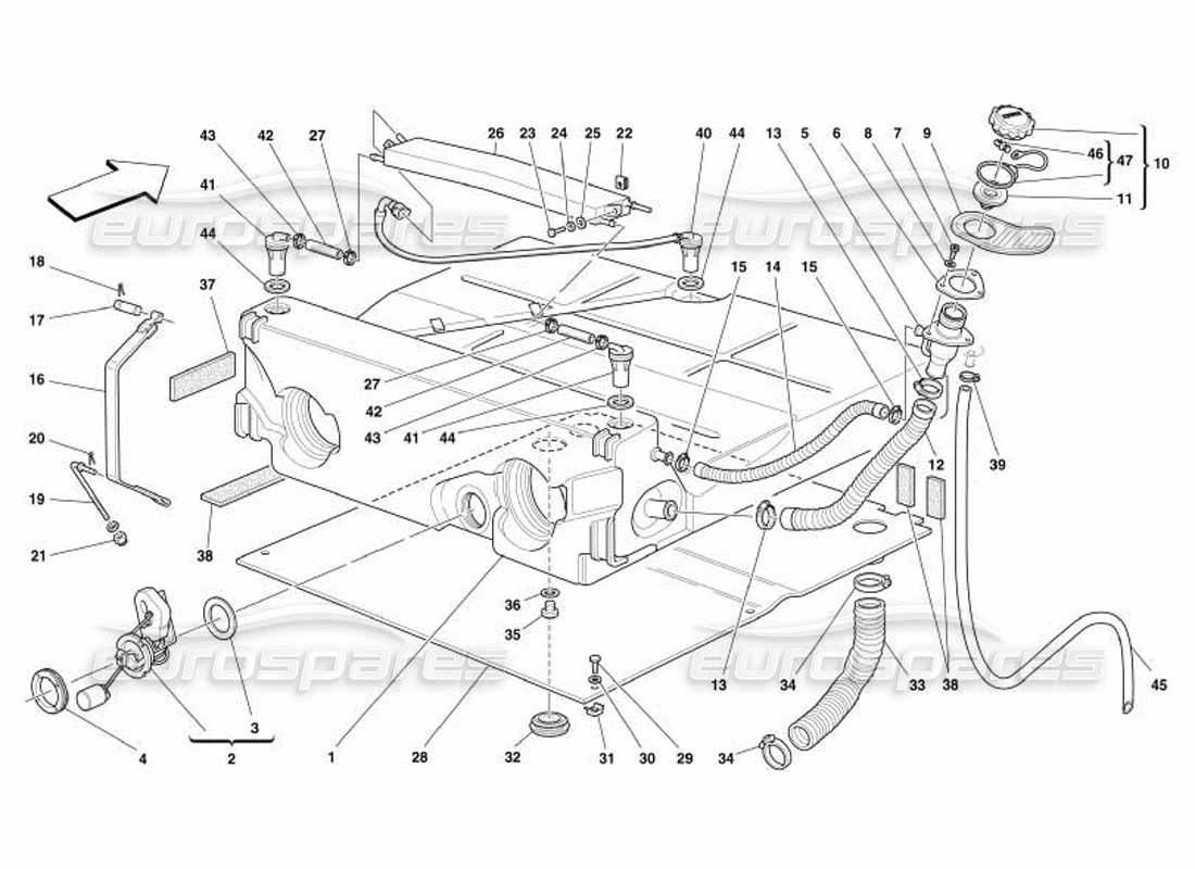 ferrari 550 barchetta tanque de combustible -no para ee.uu. y cdn- diagrama de piezas