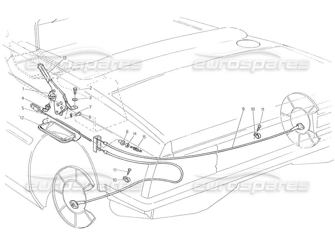 maserati biturbo spider diagrama de piezas de control del freno de mano