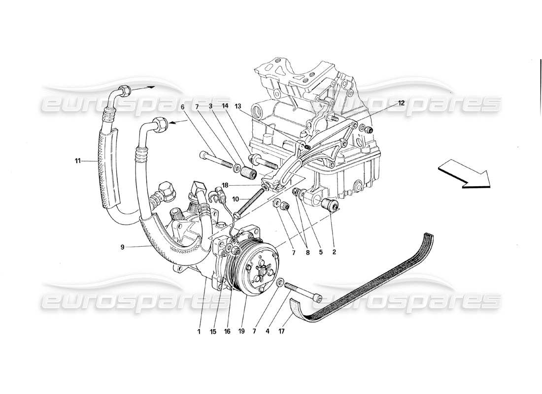 ferrari 348 (1993) tb / ts diagrama de piezas del compresor de aire acondicionado