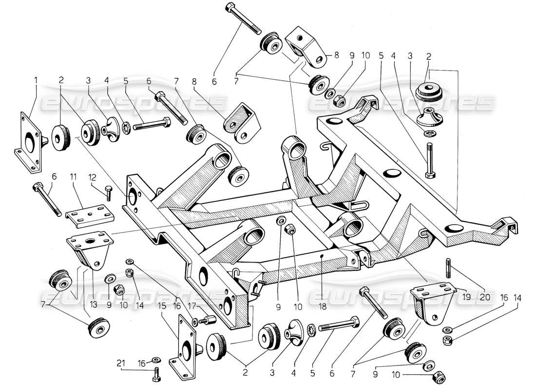 lamborghini jalpa 3.5 (1984) diagrama de piezas del chasis del motor