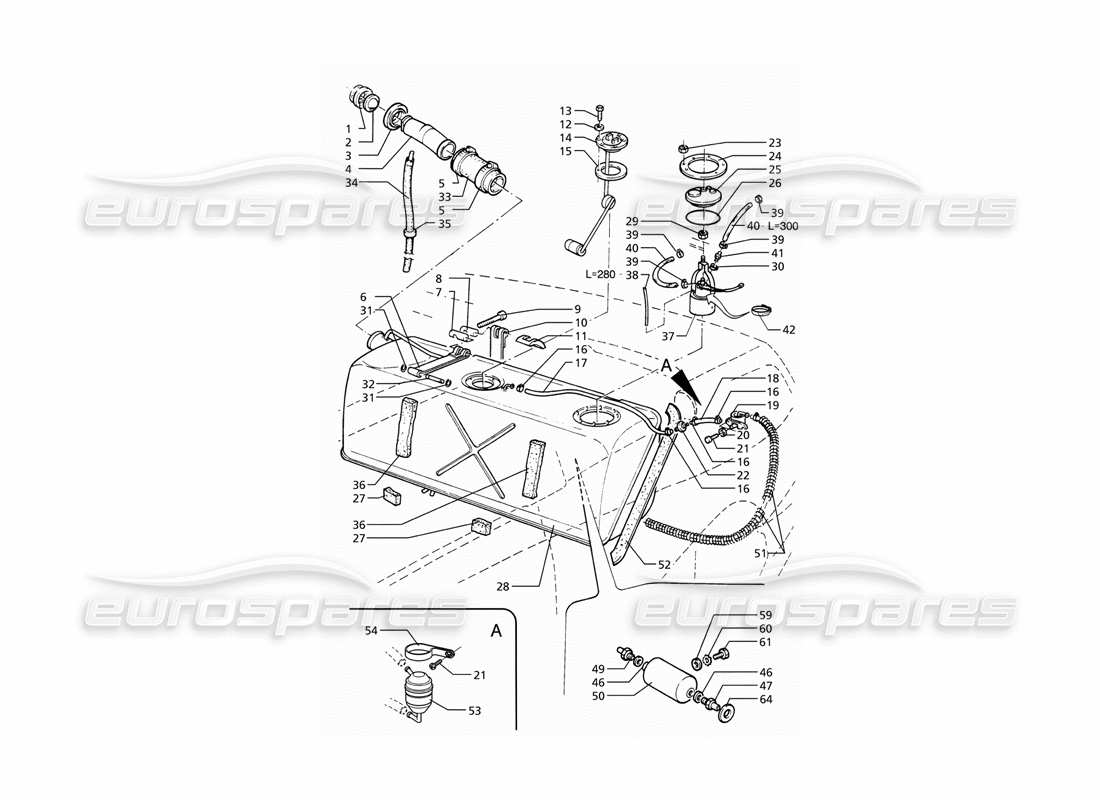 maserati ghibli 2.8 gt (variante) depósito de combustible diagrama de piezas