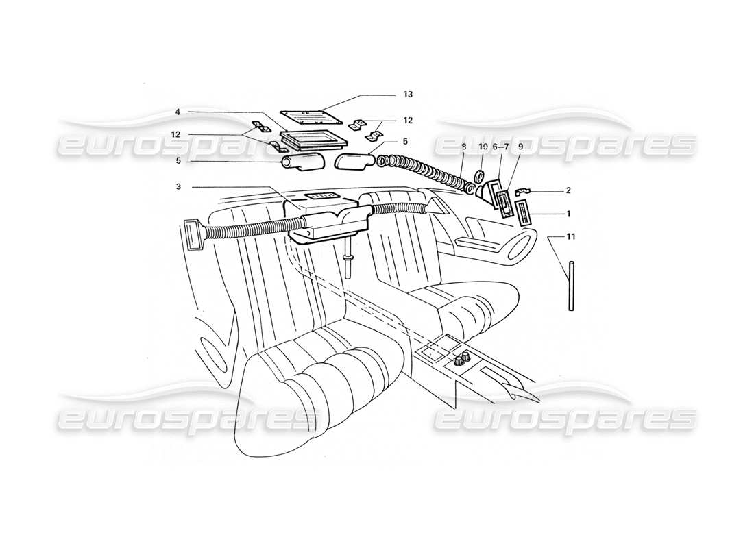 ferrari 412 (coachwork) unidad de aire acondicionado trasera interior diagrama de piezas