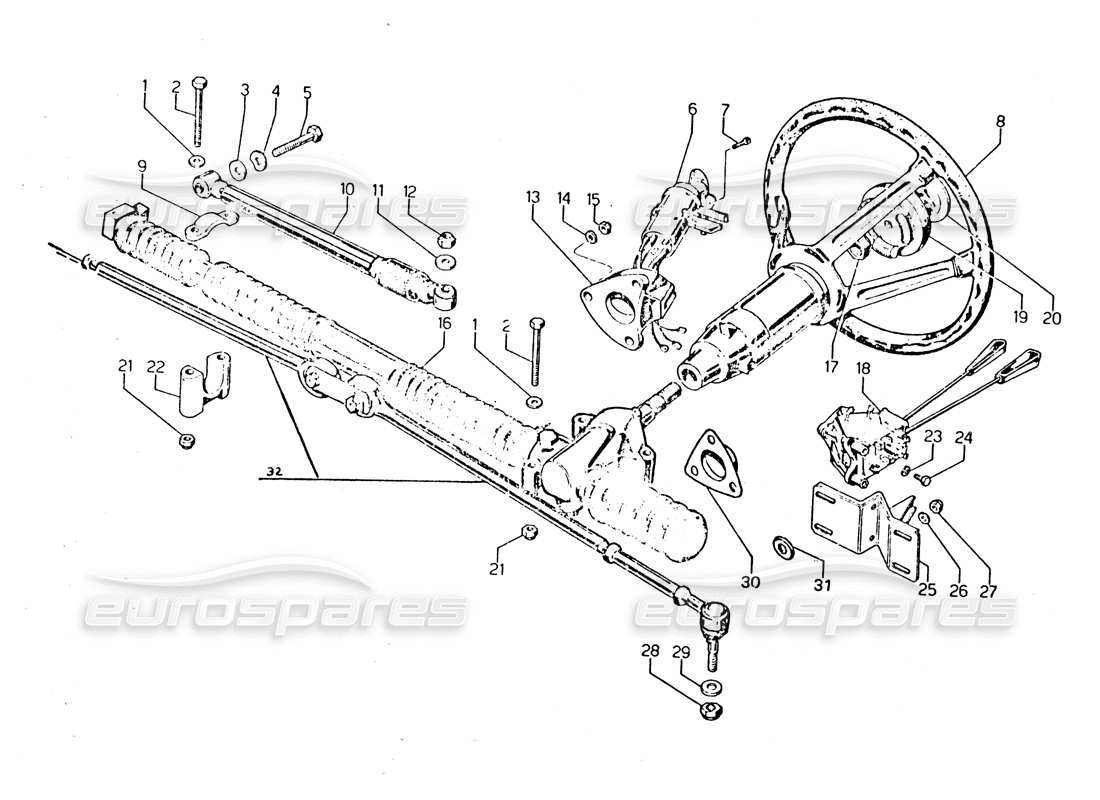 lamborghini urraco p250 / p250s direccion diagrama de piezas