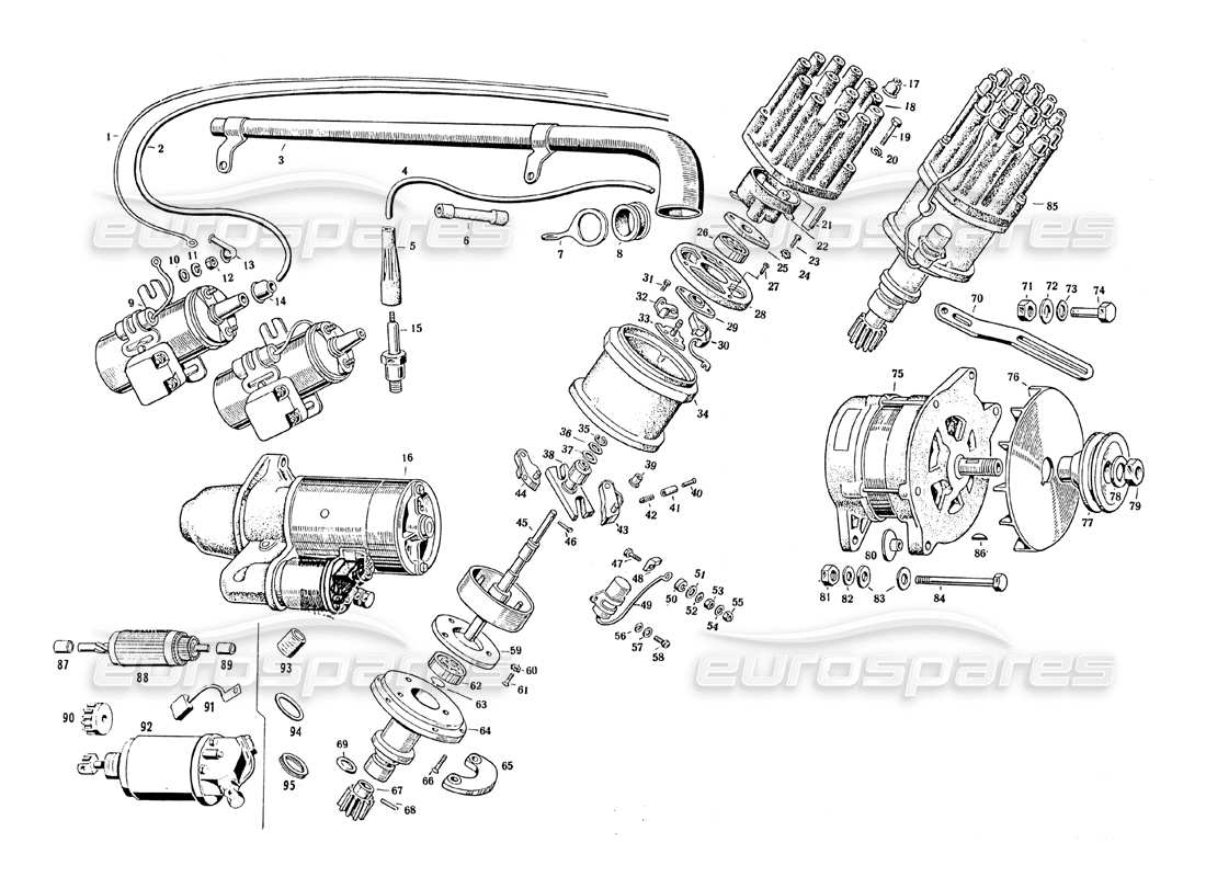 maserati mistral 3.7 equipo eléctrico - motor diagrama de piezas