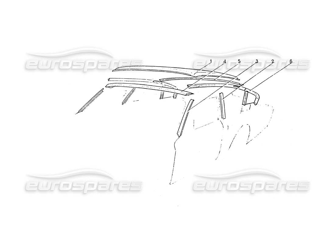 ferrari 365 gt 2+2 (coachwork) diagrama de piezas del techo de estructura