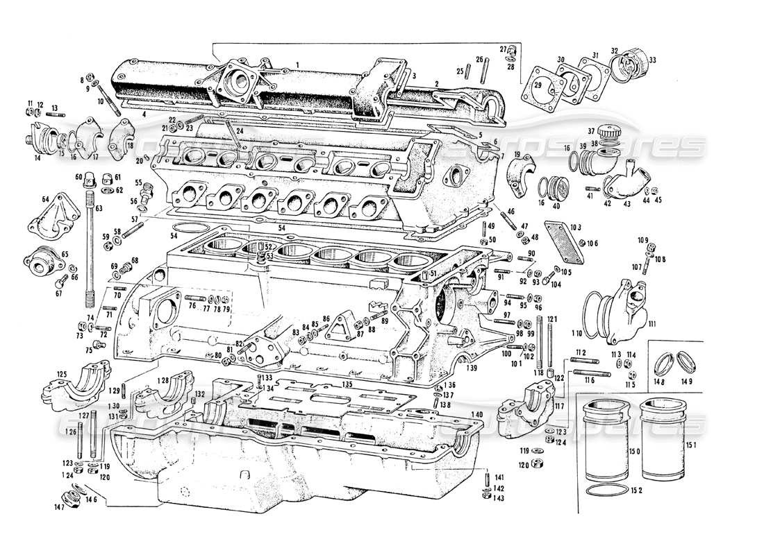 maserati mistral 3.7 diagrama de piezas de la carcasa del motor
