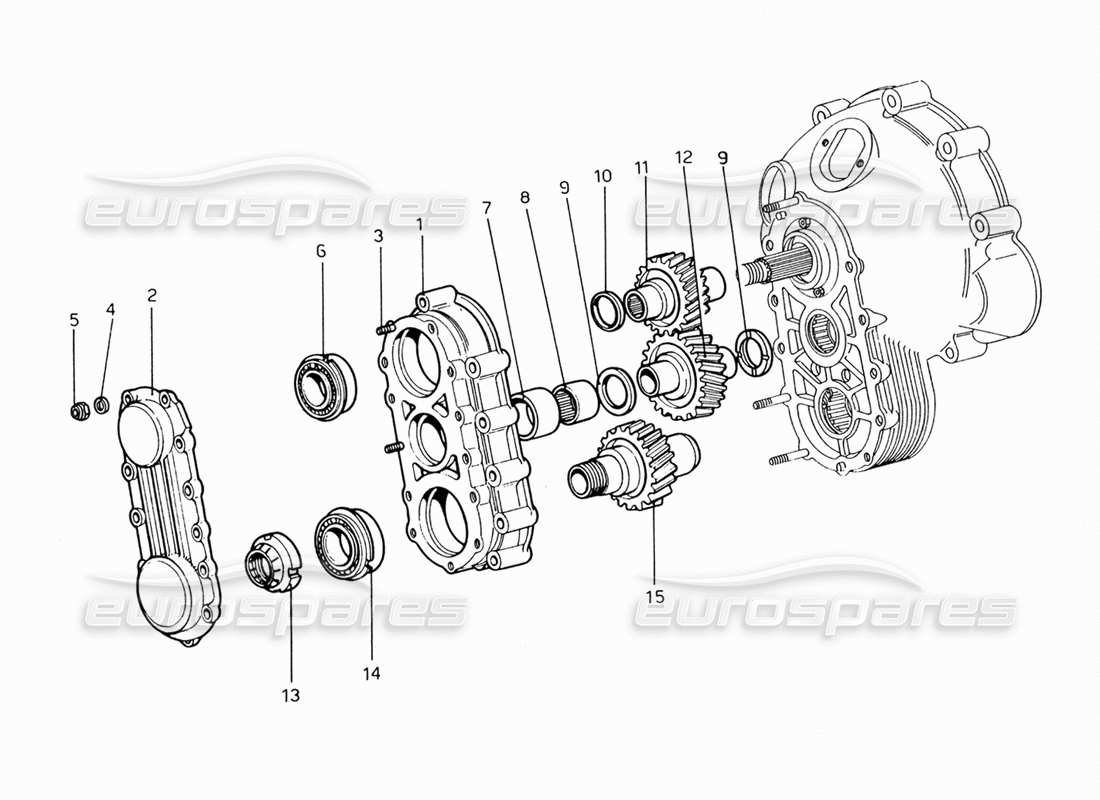 ferrari 206 gt dino (1969) diagrama de piezas de transmisión de caja de cambios