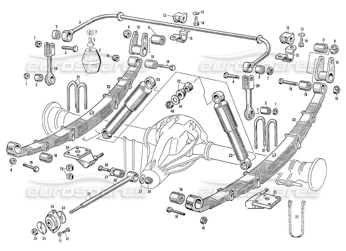 maserati mistral 3.7 diagrama de piezas de la suspensión trasera