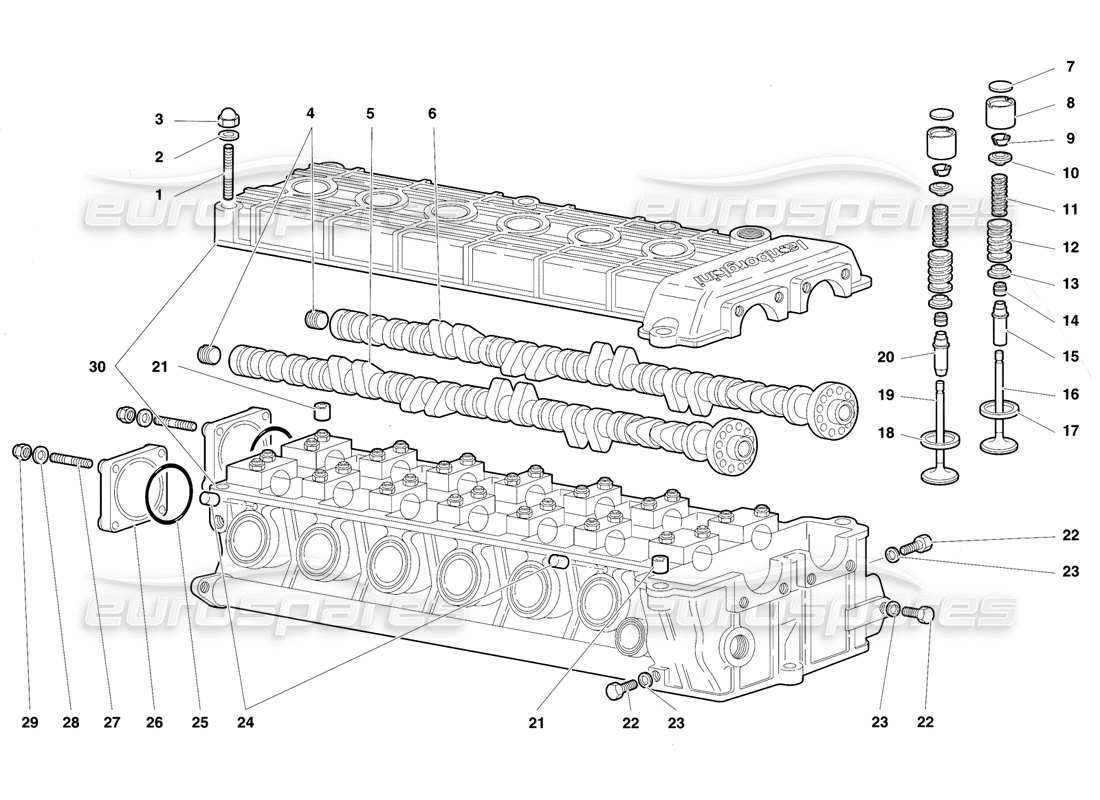 lamborghini diablo vt (1994) culata izquierda diagrama de piezas