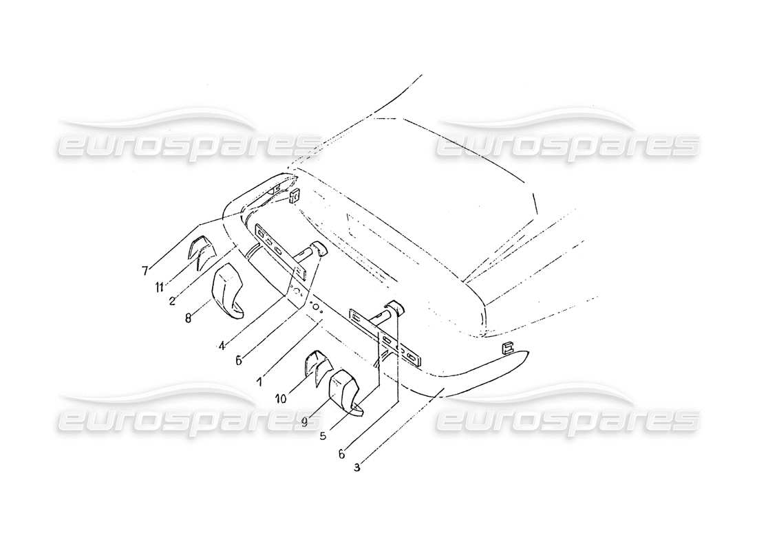 ferrari 365 gt 2+2 (coachwork) parachoques traseros diagrama de piezas