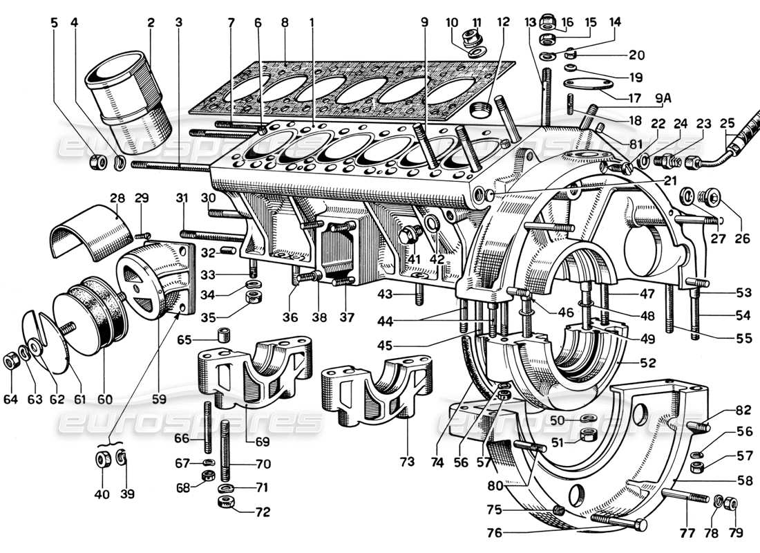 ferrari 365 gt 2+2 (mechanical) crankcase diagrama de piezas