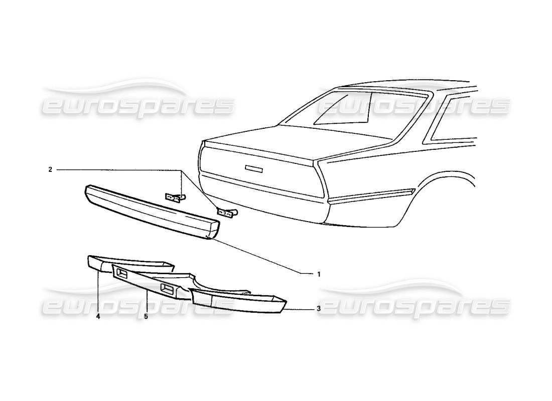 ferrari 412 (coachwork) diagrama de piezas del parachoques trasero y la bandeja inferior