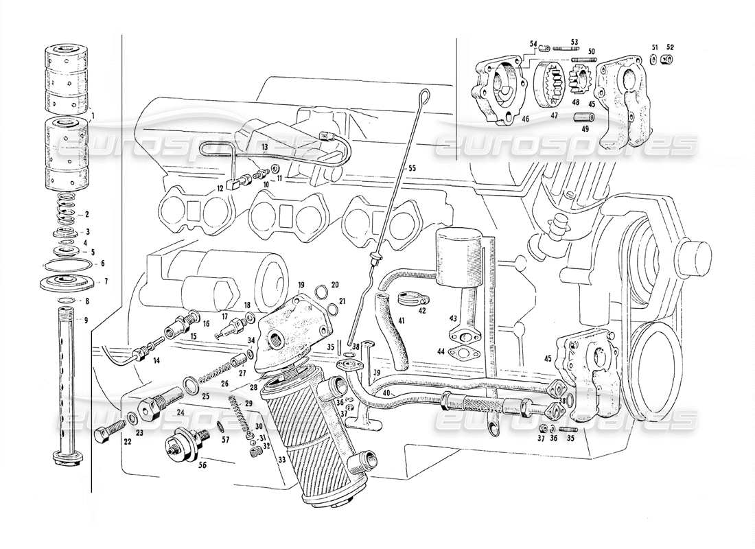 maserati mistral 3.7 lubricación del motor diagrama de piezas