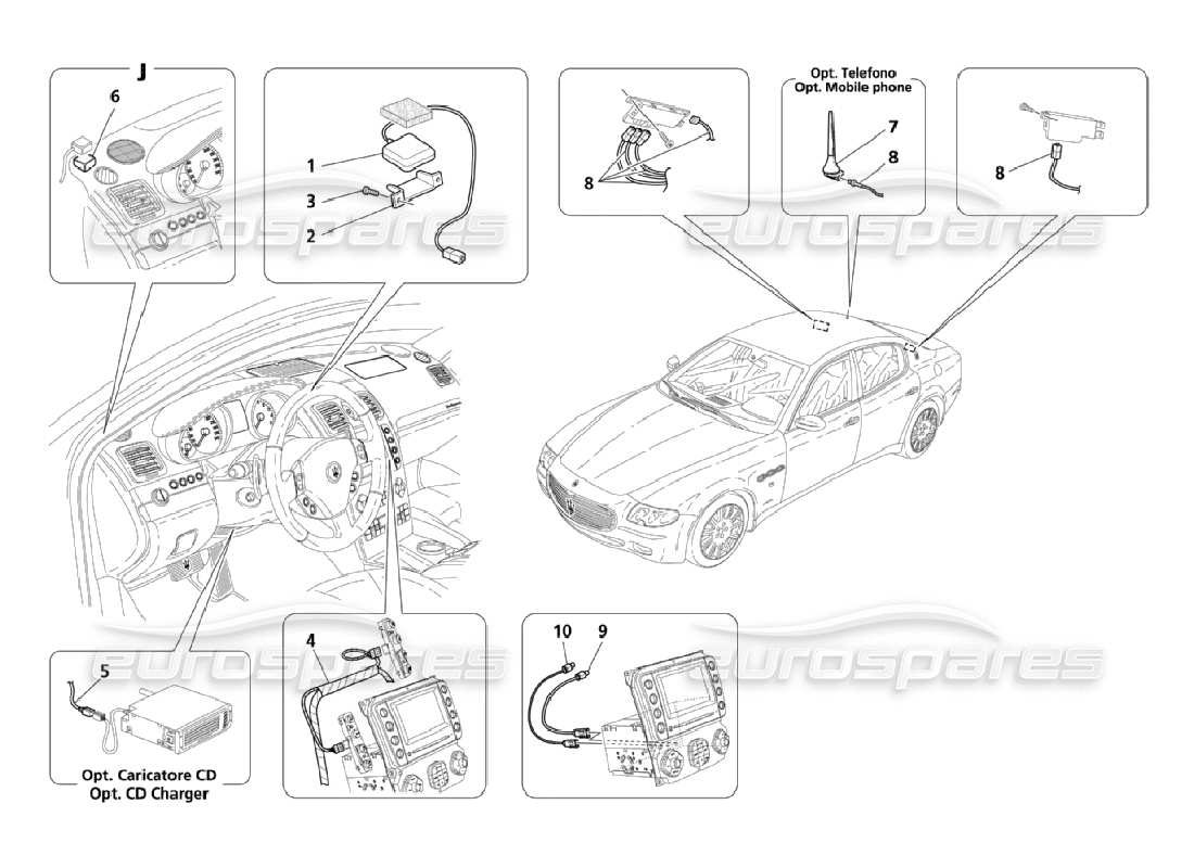 maserati qtp. (2006) 4.2 diagrama de piezas del sistema de recepción y conexión