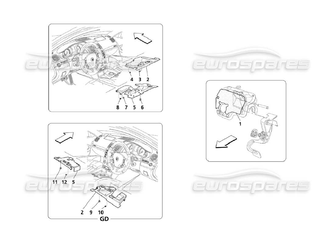 maserati qtp. (2006) 4.2 diagrama de piezas de aislamiento acústico en el automóvil