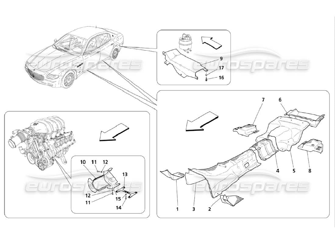 maserati qtp. (2006) 4.2 aislamientos térmicos en diagrama de piezas de coche