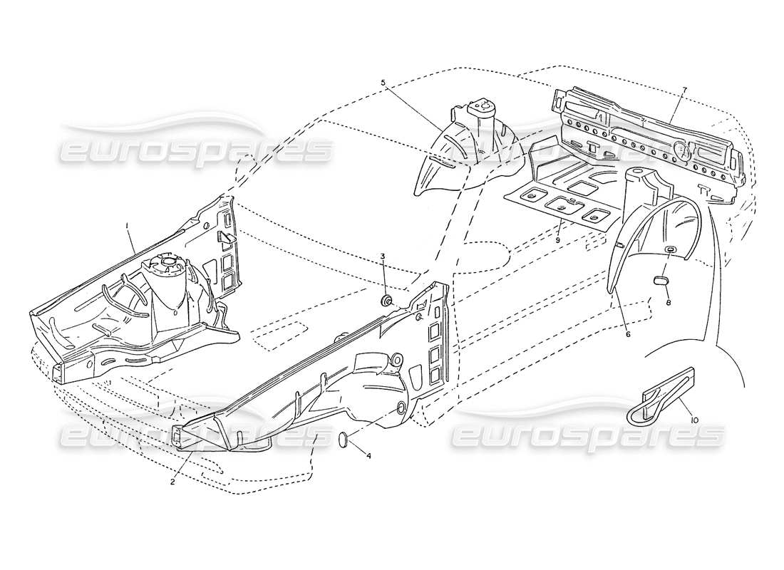 maserati ghibli 2.8 (non abs) carrocería- bastidor interno diagrama de piezas