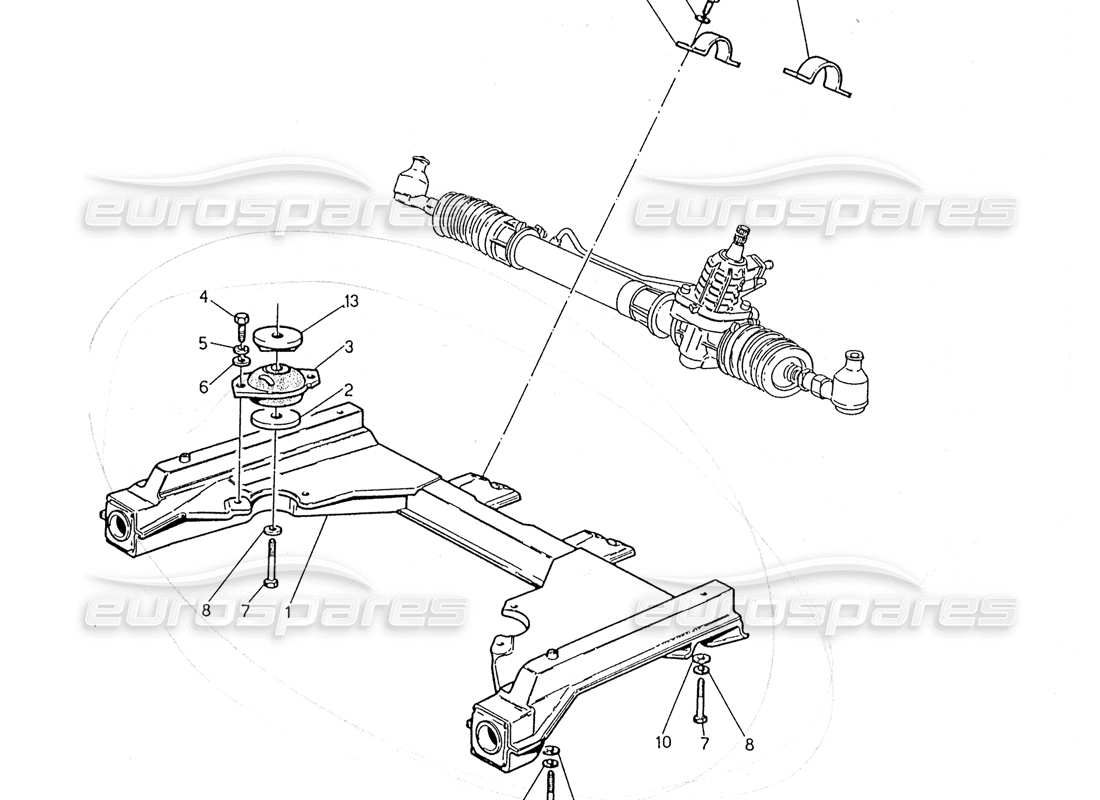 maserati 2.24v diagrama de piezas del bastidor auxiliar delantero y de la caja de dirección