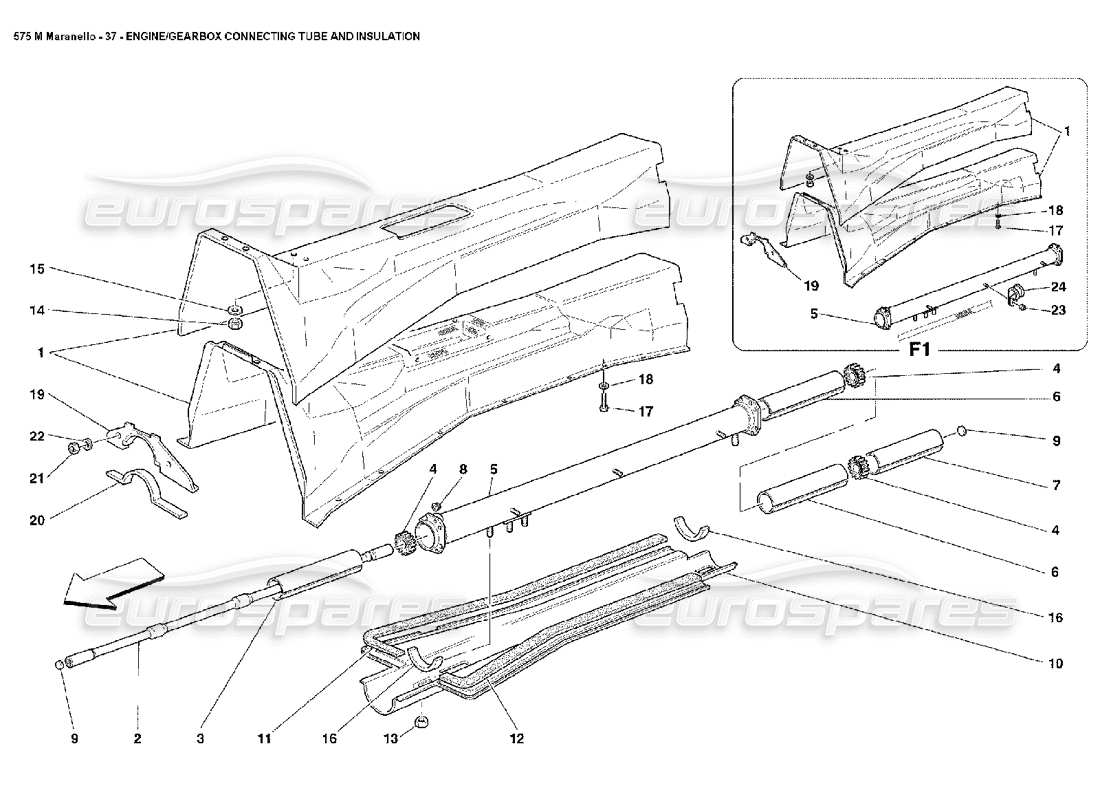 ferrari 575m maranello tubo de conexión motor-caja de cambios y aislamiento diagrama de piezas