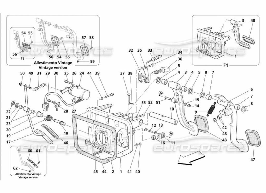 maserati 4200 coupe (2005) pedales y control electrónico del acelerador -no para gd- diagrama de piezas