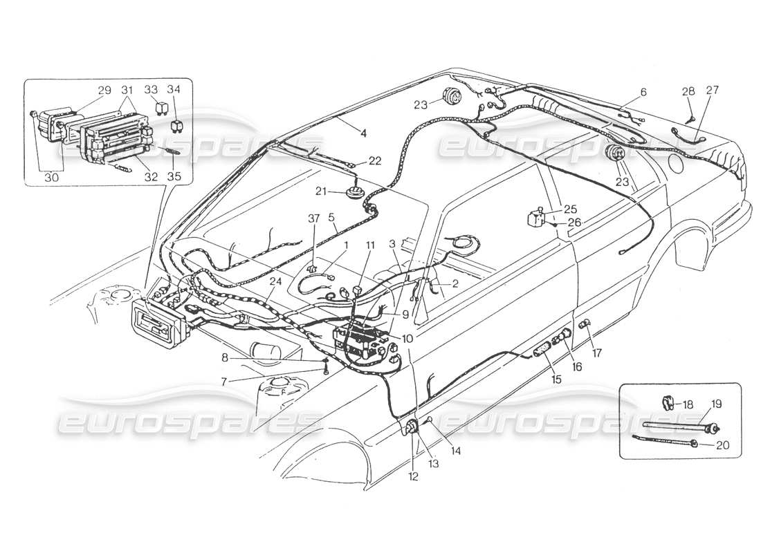 maserati 418 / 4.24v / 430 compensación de pasajeros. eléctrico. sistema, dirección derecha. diagrama de piezas