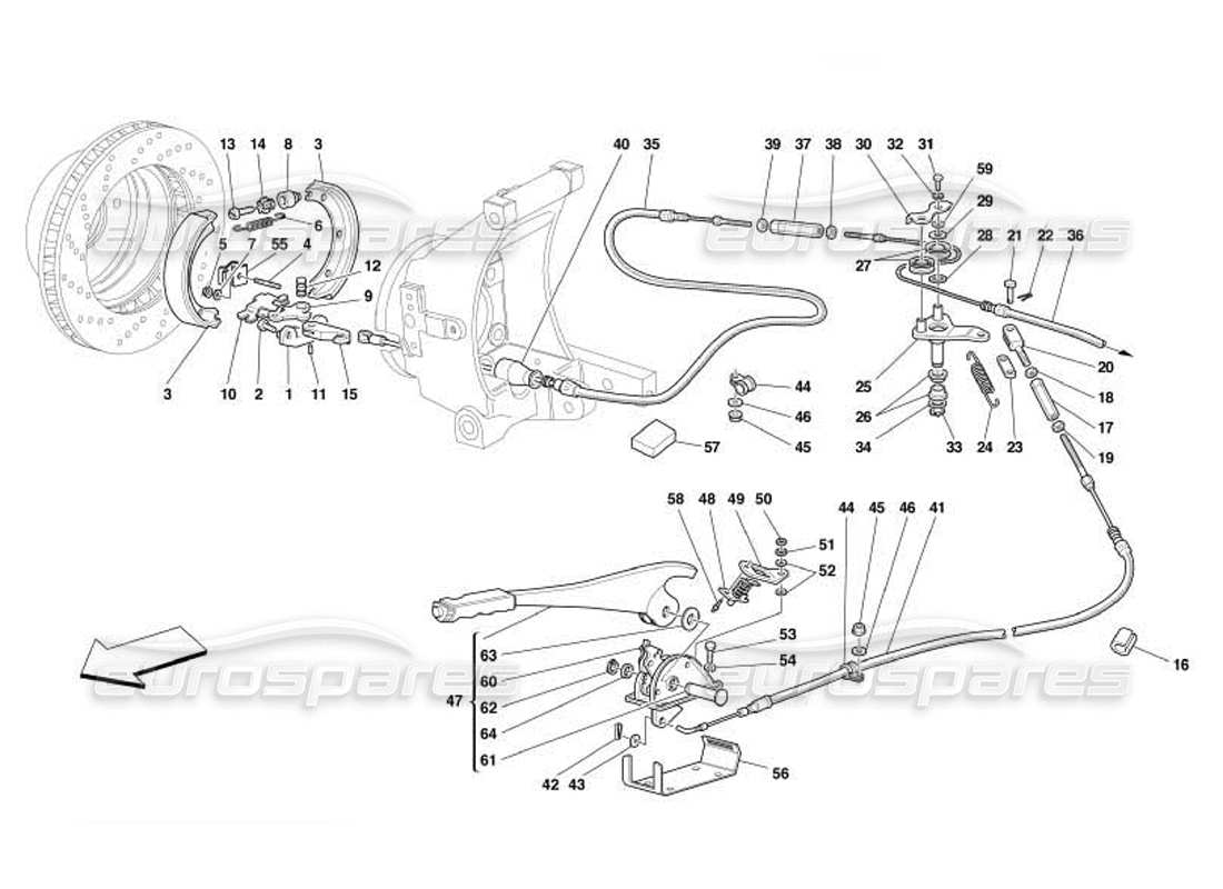 ferrari 550 barchetta diagrama de piezas del control del freno de mano