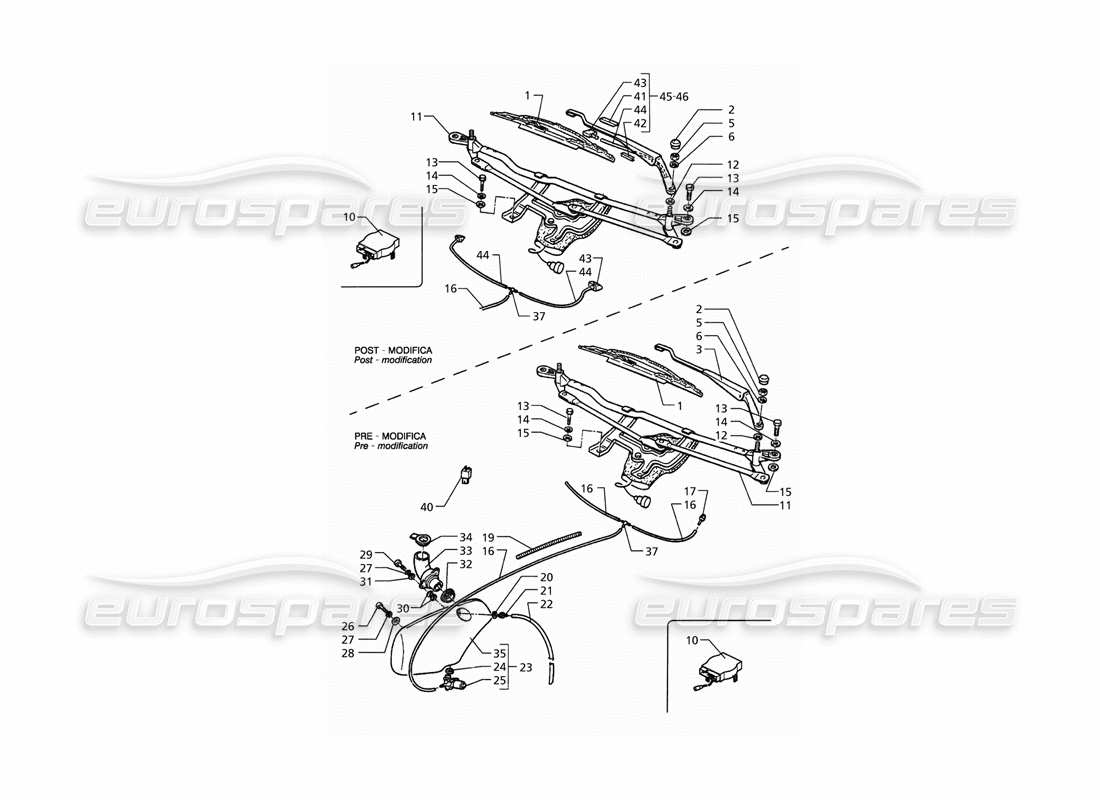 maserati qtp. 3.2 v8 (1999) diagrama de piezas del lavaparabrisas (tracción izquierda)