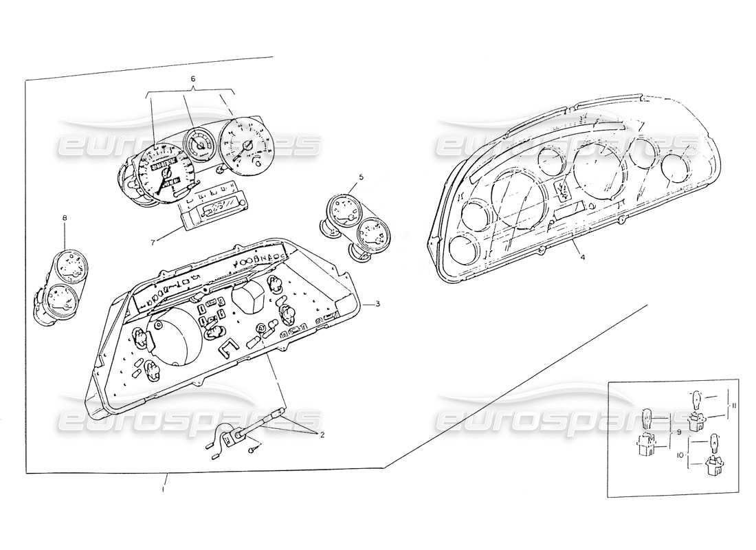 maserati ghibli 2.8 (non abs) tablero de instrumentos diagrama de piezas