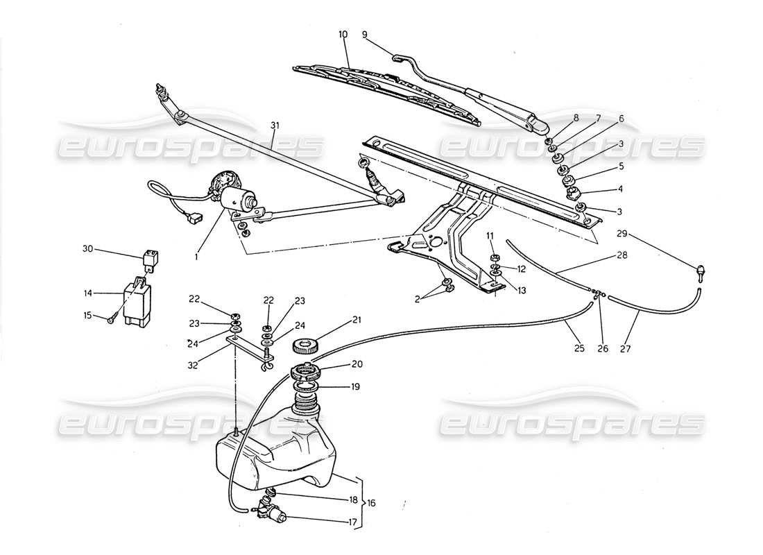 maserati 2.24v limpiaparabrisas - diagrama de piezas del arandela