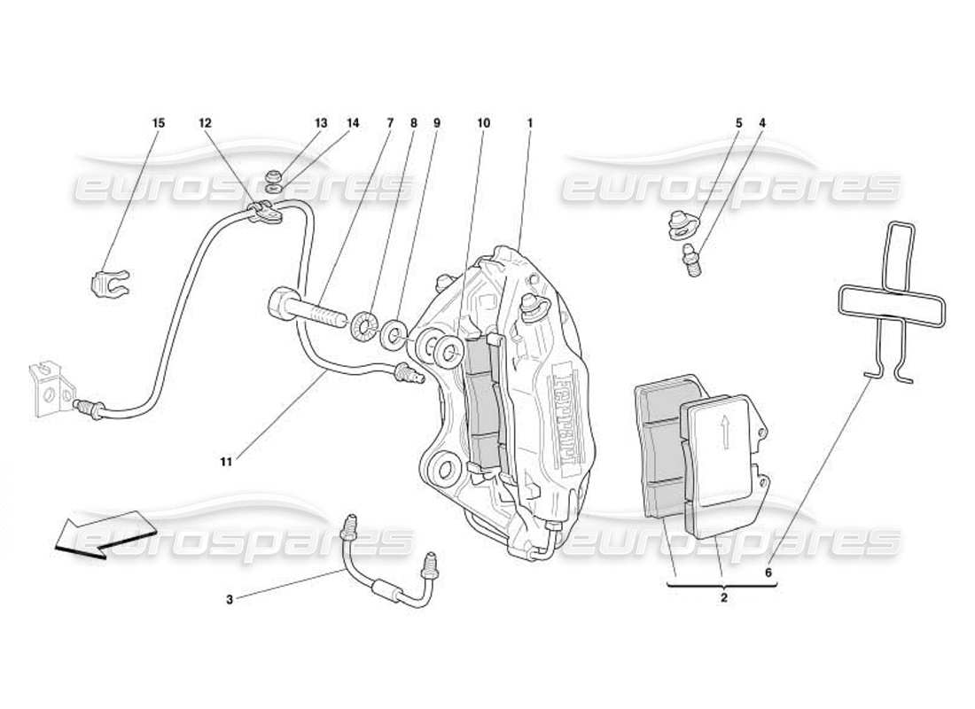 ferrari 550 barchetta diagrama de piezas de la pinza del freno trasero