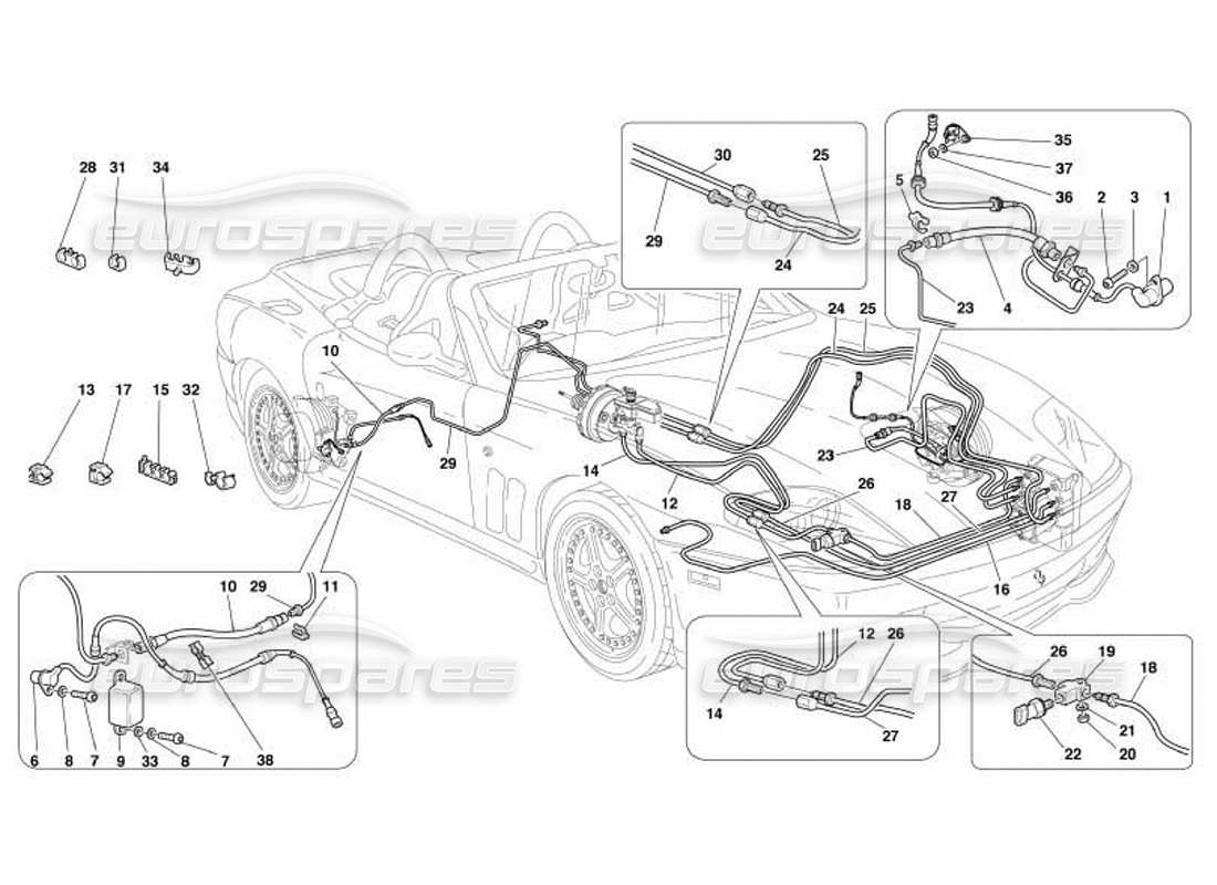 ferrari 550 barchetta sistema de frenos -válido para gd- esquema de piezas