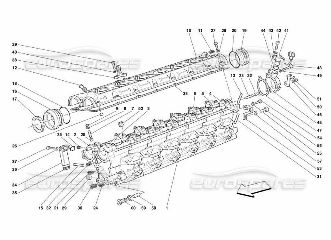 ferrari 550 barchetta diagrama de piezas de la culata derecha