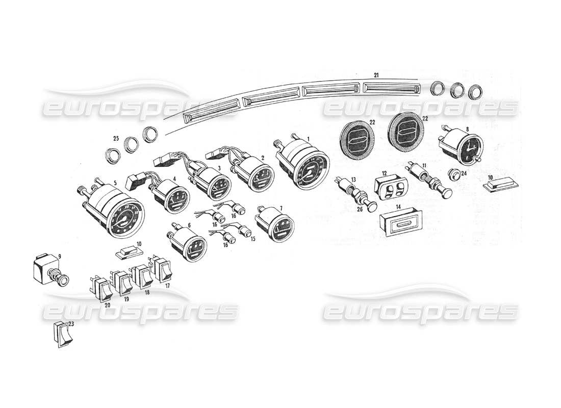 maserati indy 4.2 instrumentos del tablero diagrama de piezas