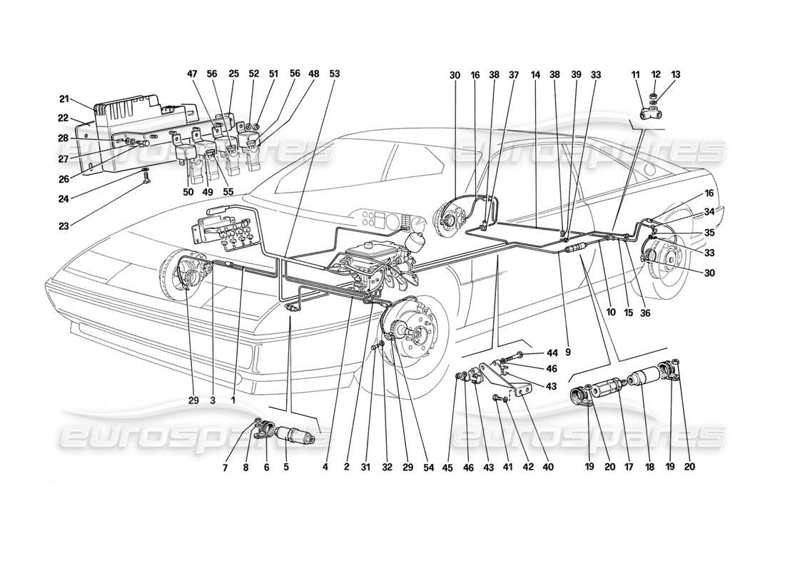 ferrari mondial 3.2 qv (1987) sistema antideslizante diagrama de piezas