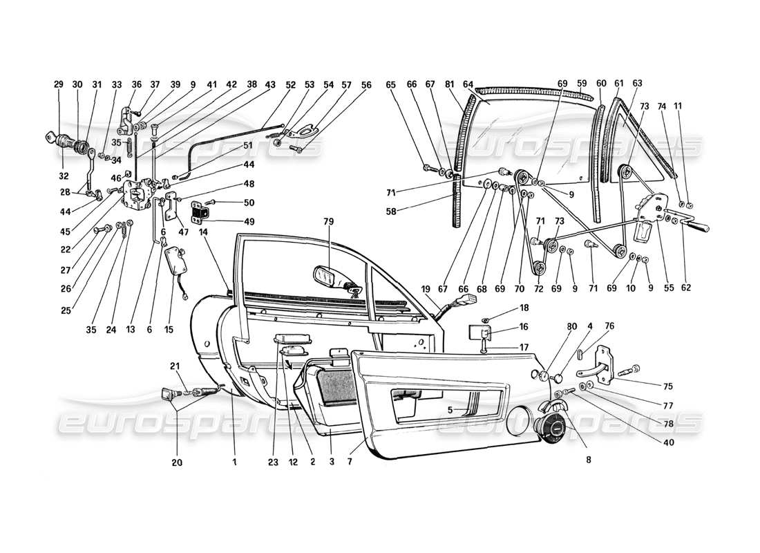 ferrari 512 bbi puertas diagrama de piezas