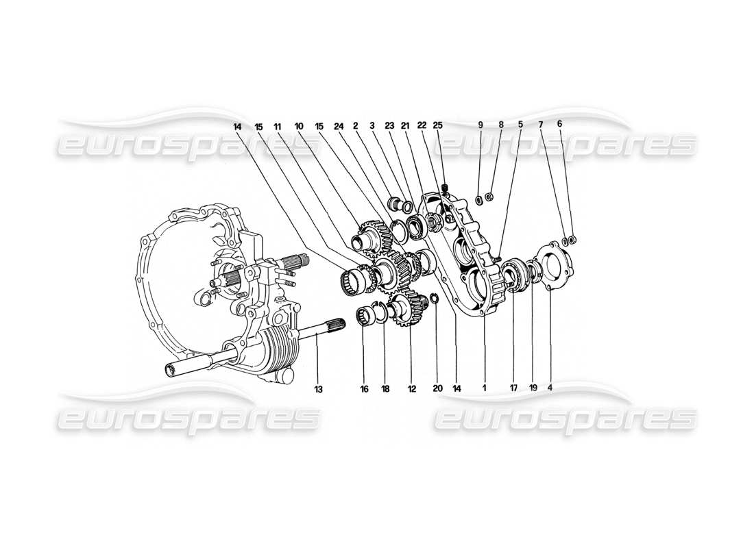 ferrari 512 bbi diagrama de piezas de transmisión de caja de cambios