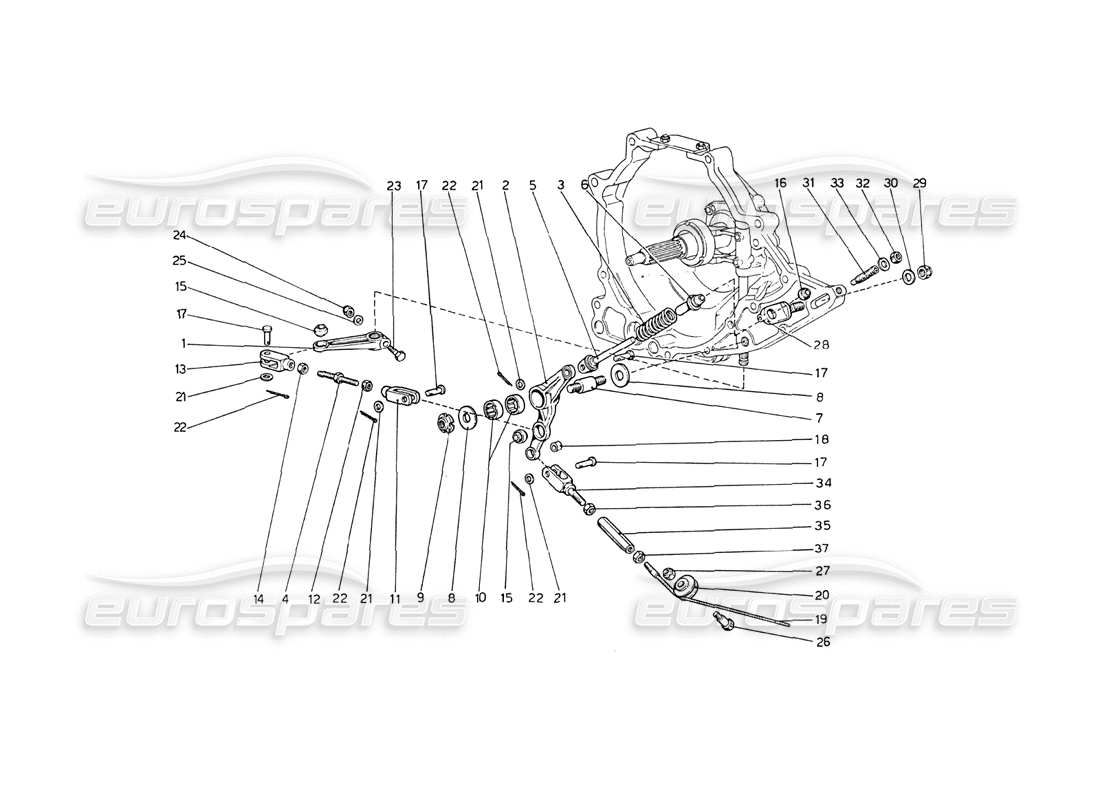 ferrari 208 gt4 dino (1975) diagrama de piezas del control de funcionamiento del embrague