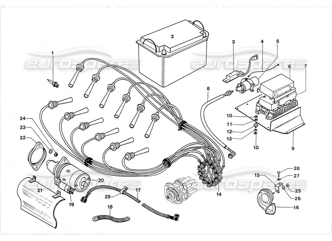 lamborghini lm002 (1988) diagrama de piezas del sistema eléctrico