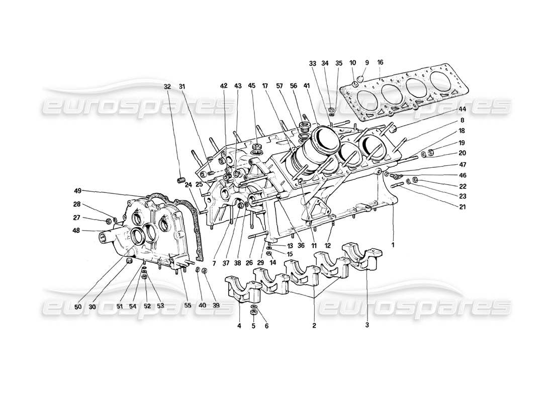 ferrari 208 turbo (1982) crankcase diagrama de piezas