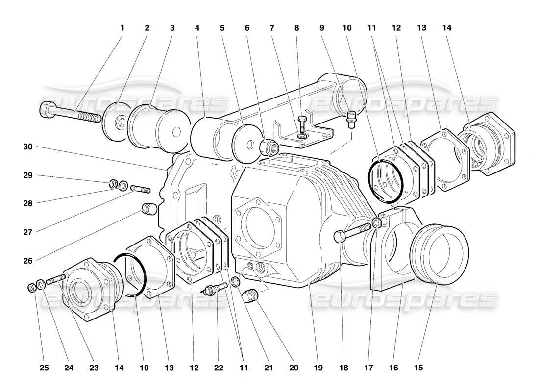 lamborghini diablo vt (1994) caja diferencial delantera diagrama de piezas