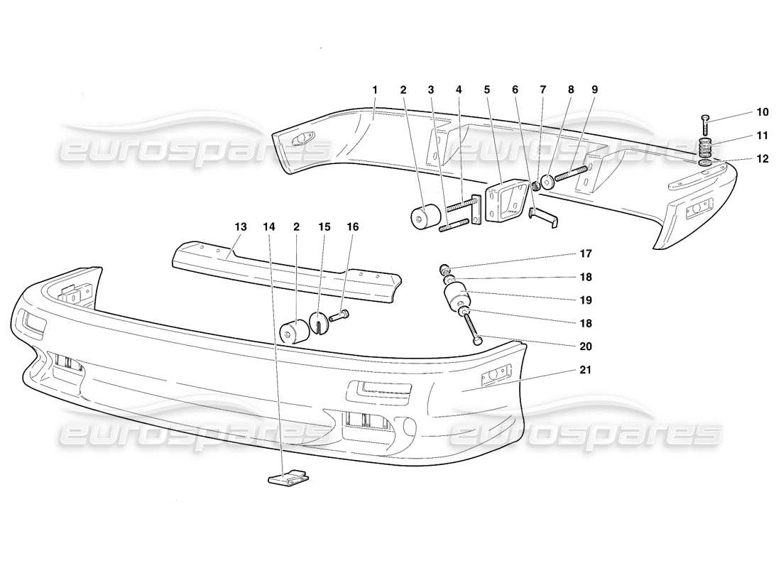 lamborghini diablo vt (1994) parachoques (válido para australia - versión rh d. - abril 1994) diagrama de piezas