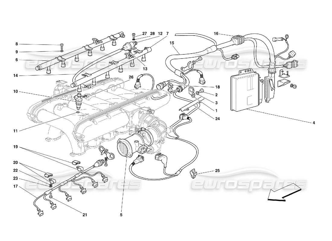 ferrari 456 gt/gta dispositivo de inyección diagrama de piezas