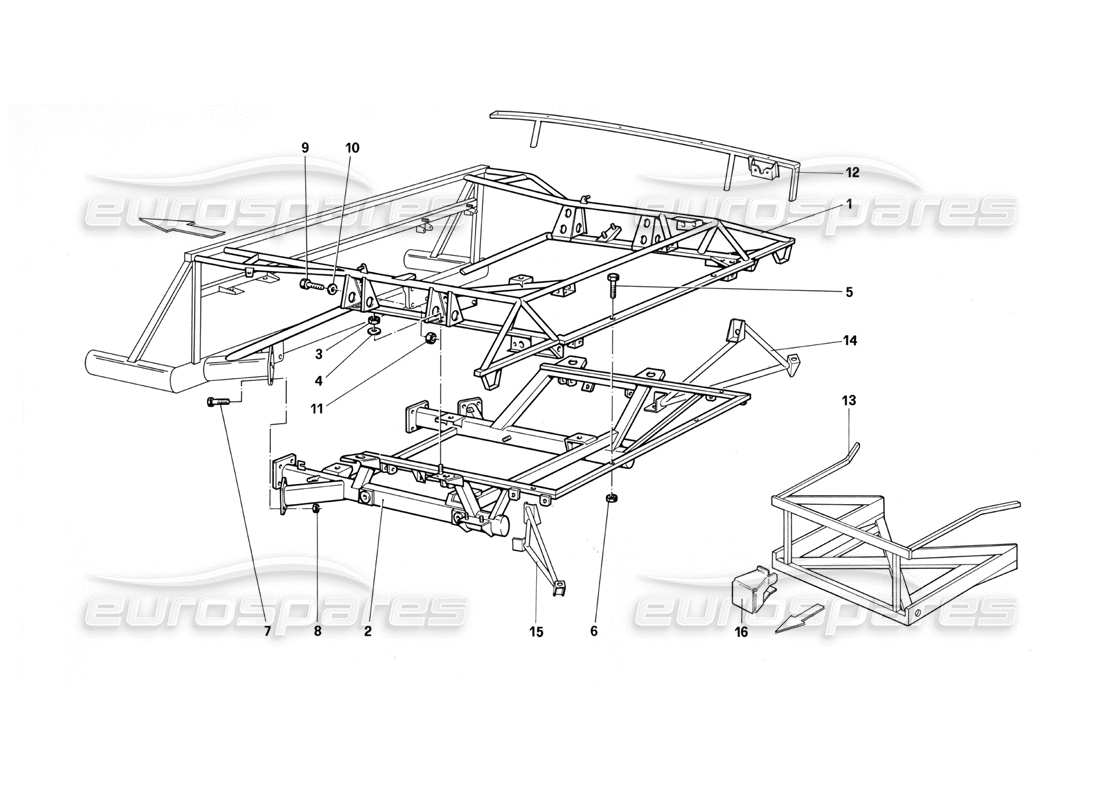 ferrari testarossa (1990) marco trasero diagrama de piezas